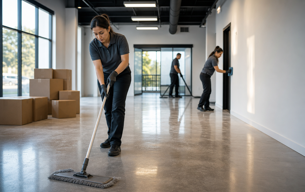 Cleaning staff receiving training on procedures and equipment